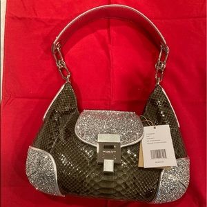 Michael Kors collection Bancroft Medium python and glitter shoulder bag.